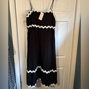 Black Dress with White Wavy Trim